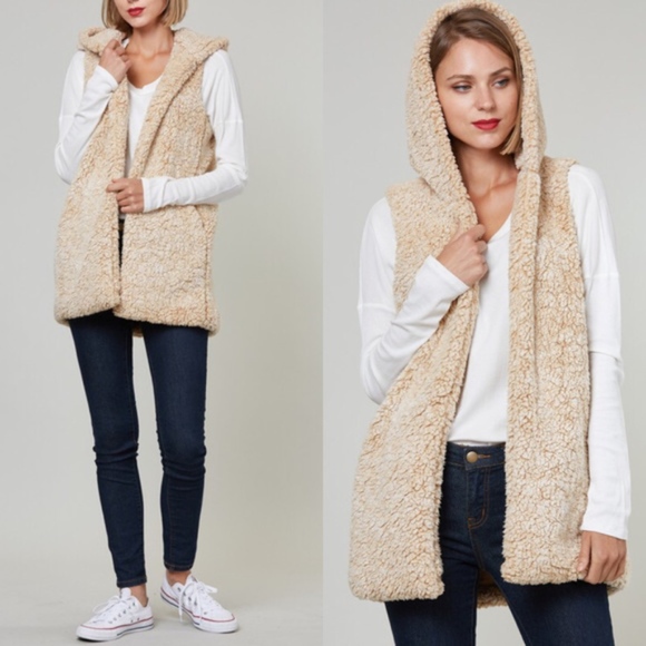 Cozy Sherpa Hooded Vest with Pockets sold - Picture 2 of 2